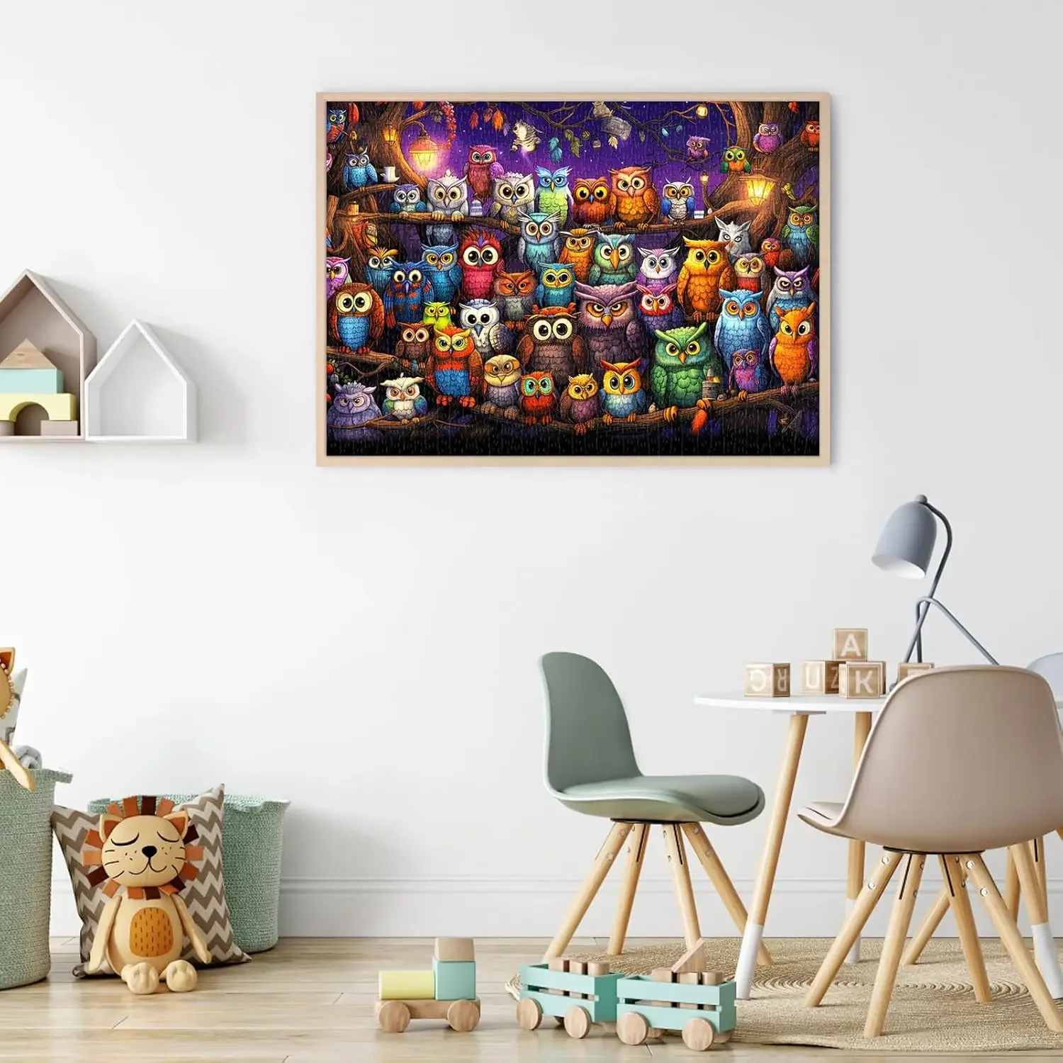 البومة الأسرة لغز للكبار 150/300/500/1000 قطعة بانوراما الألغاز الاسترخاء والأسرة متعة لغز هدية عيد ميلاد #2