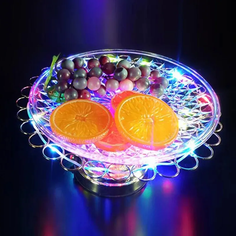 

Direct Selling Large 28cm Rechargeable Luminous Fruit Plate Bar Colorful Snack Plate Creative Iron KTV Festival Party