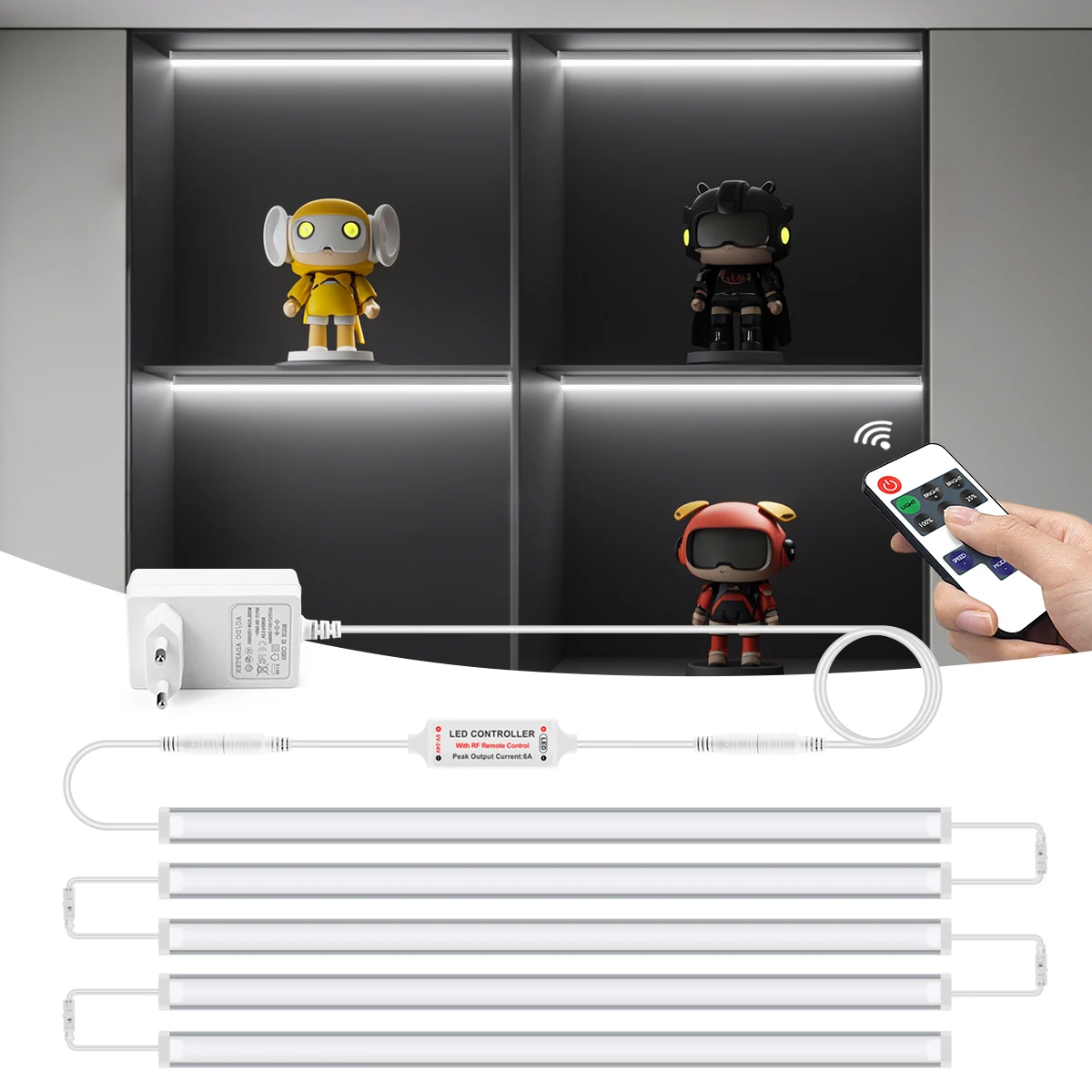 

Dimmable Strip LED Aluminum Night Lamp With Remote Control Switch LED Light Bar Kitchen Closet Wardrobe Cabinet Lighting EU Plug