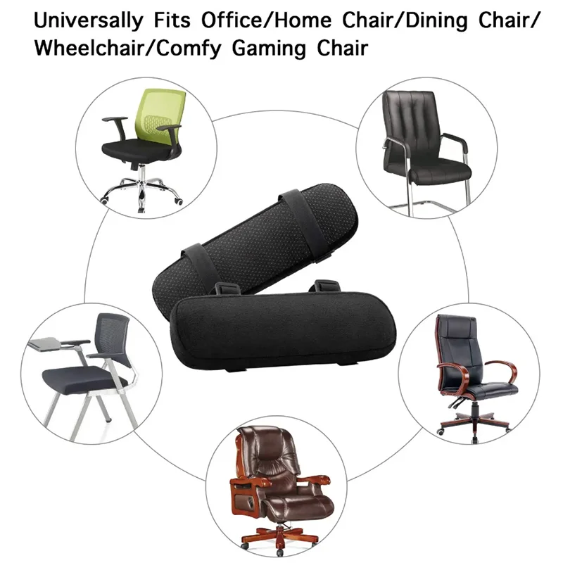 Memory Foam Armrest Pads for Office Chair Elbow Support Cushion for Arm Pressure Relief, Universal Fit Covers for Desk Chairs