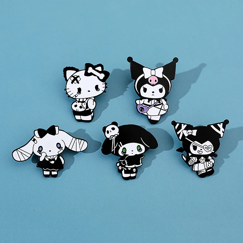 Lencana logam kartun Anime Enamel pin kerah gaya Gotik bros Kawaii untuk ransel