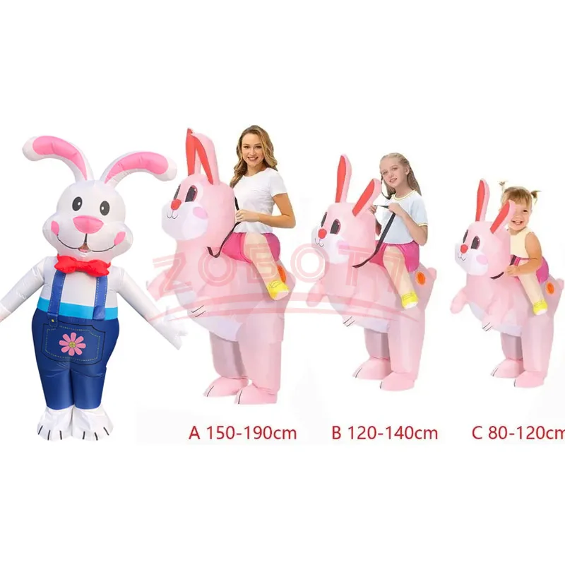 Easter Bunny Costume Adult Children Bunny Inflatable Clothes Role Play Bunny Clothing Easter Decoration Inflatable Rabbits