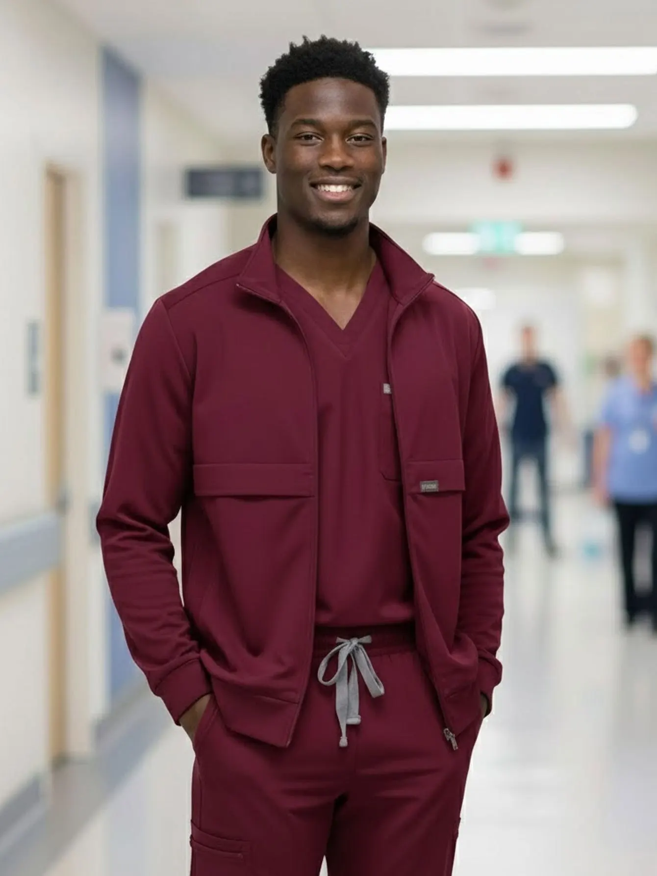 3-in-1 Uniform Bundle Warm Stretch Scrubs Set (Top/Joggers) + Long Lab Coat | Fluid-Resistant Clinical Laboratory Workwear