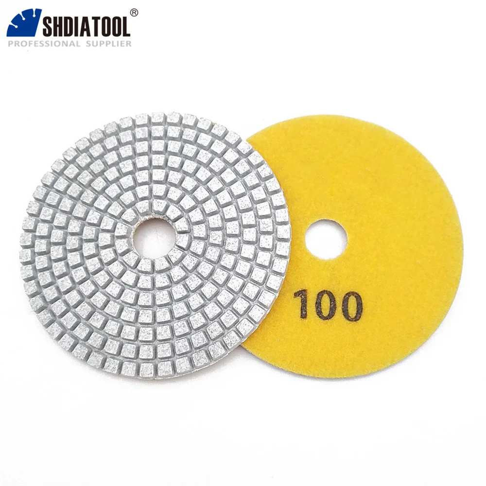 DIATOOL 10 cái #100 Đường Kính 100 mét Trắng Trái Phiếu Nhựa Sanding Discs 4 "Professional Kim Cương Miếng Đánh Bóng Ướt