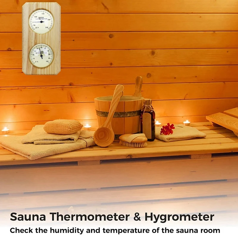 Sauna Thermometer Fahrenheit Hygrometer Gauge 2In1 Indoor Home Sauna Thermostat,Sauna For Traditional Sauna,Barrel