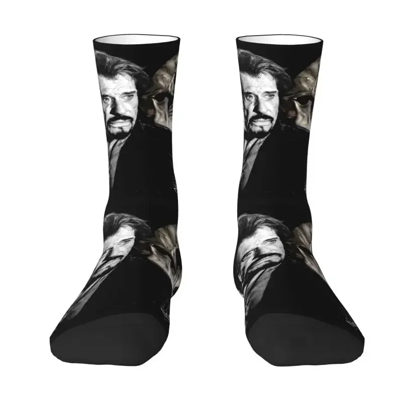 

Fashion Men's Hallyday Dress Socks Unisex Comfortable Warm 3D Printing France Rock Singer Crew Socks