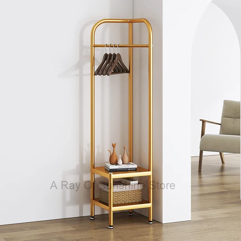 

Entrance Rack Clothes Hangers Save Space Bedroom Clothes Storage Organizer Golden Metal Minimalist Roperos Furniture WSW30XP