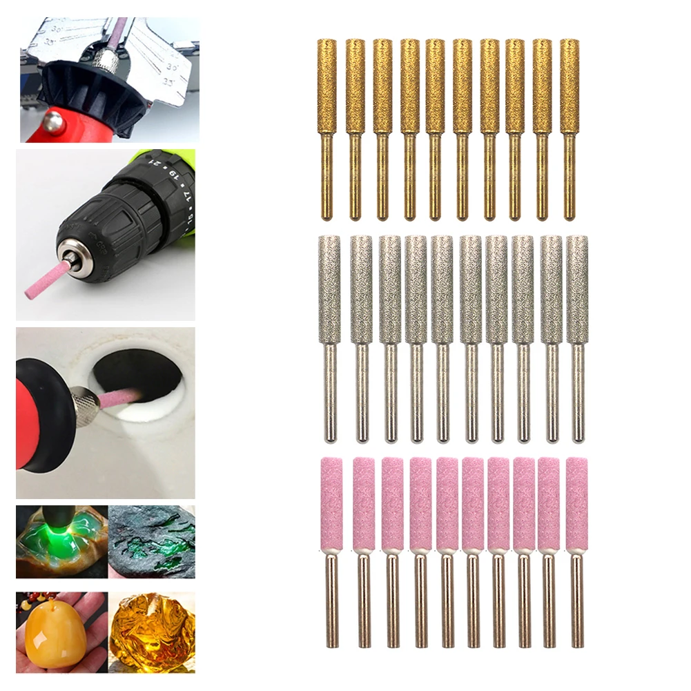 Grinding Head Sanding Head Set 10pcs Air Tool Accessories Chain Grinder Chain Tooth Electric Grinding Head High Quality