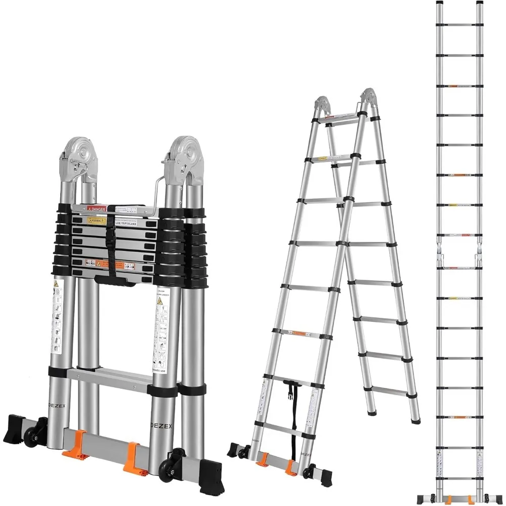 0M Telescopic Ladder, Multifunction Aluminum Extension Ladder, EN131 Certified, Portable Folding Ladder for Home Use