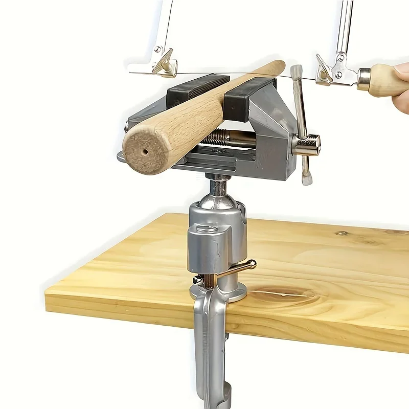 360° Rotating Aluminum Alloy Table Vise Clip-On Design Assembly Required for Drilling Jewelry Making Universal Bench Clamp Tool