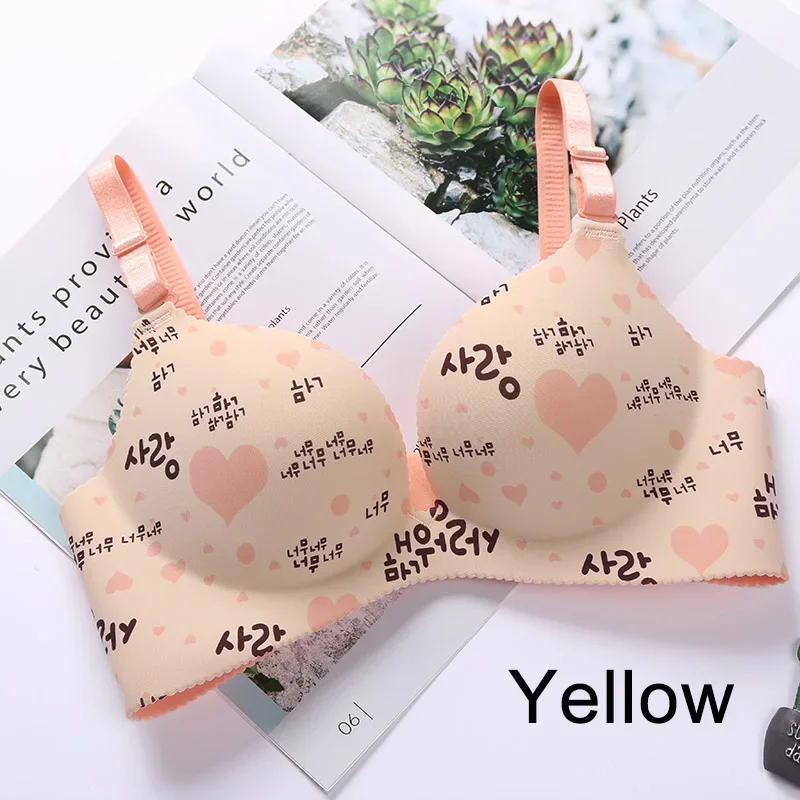Sexy Floral Print Seamless Bra for Women Flower Pattern Push Up Gathered Comfortable Lingerie Daily Underwear