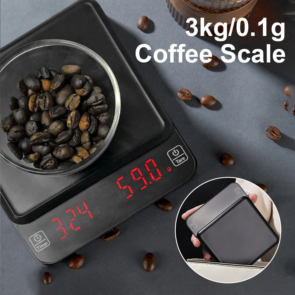 

3kg/0.1g Italian Electronic LED Digital Coffee Scale For Espresso Pour Over Hand Drip Brew Coffee Automatic Timing Barista Tools