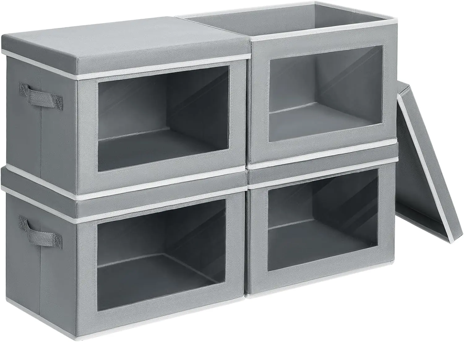 

Storage Bins with Lids - Fabric Closet Storage Bins with Window, Collapsible Baskets for Shelves 4 Pack, Home Decorative Boxe