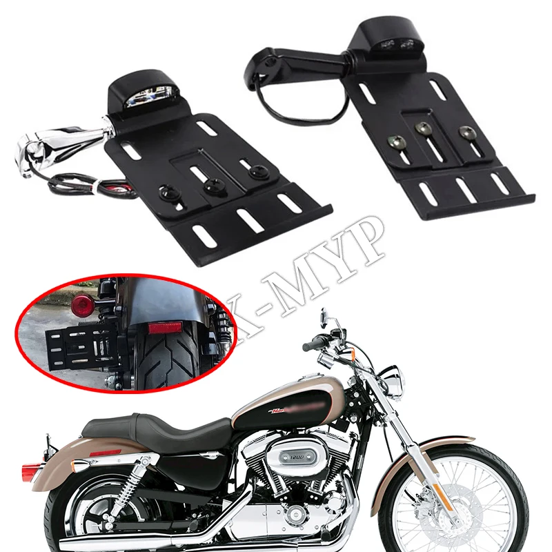 

Fit For Sportster XL 1200 883 2004-2016 2015 2014 2013 Motorcycle Foldable Side-Mount License Plate Frame Fender with LED Light