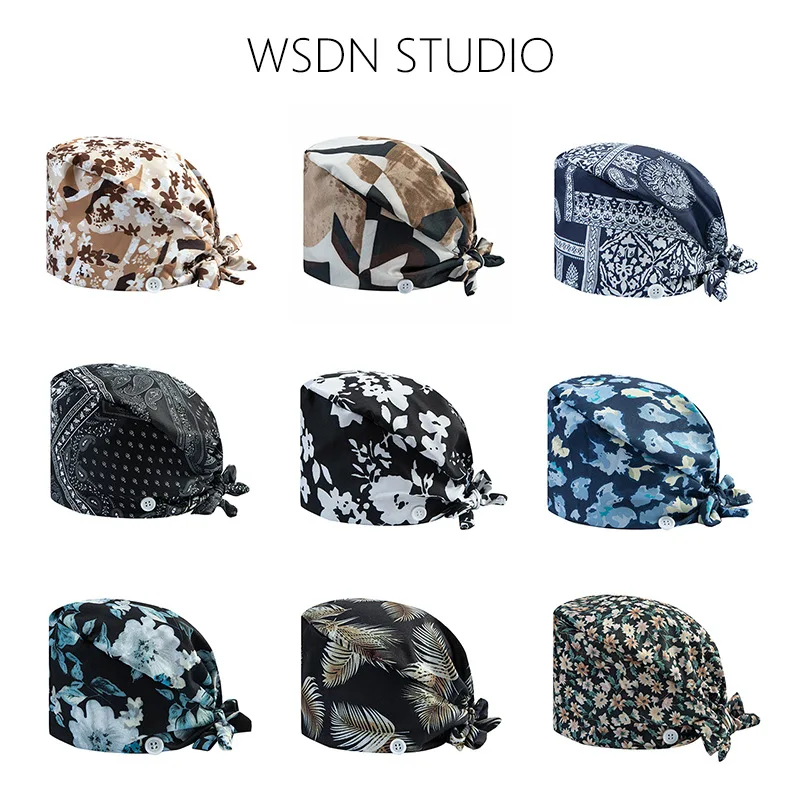 Fashionable Bohemian Scrub Hat, Leopard Print Surgical Cap for Women Men, Dust-Proof Hat for Cleaning