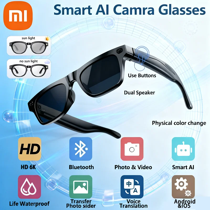 �y�Z�[�����zXiaomi 2026�V�^8K HD AI�X�}�[�g�O���X 100MP�J���� Bluetooth�ʘb 260mAh�o�b�e���[ Chat GPT�Ή� �����A�V�X�^���g�R���g���[�� �T���O���X