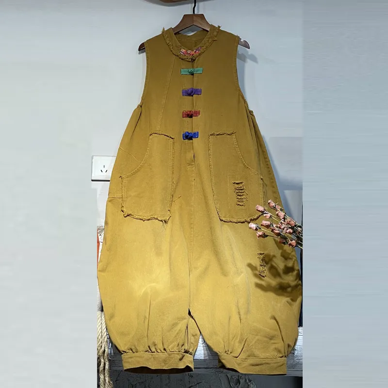 Spring and Autumn New Women's Jumpsuit Loose Retro Vest Jumpsuit