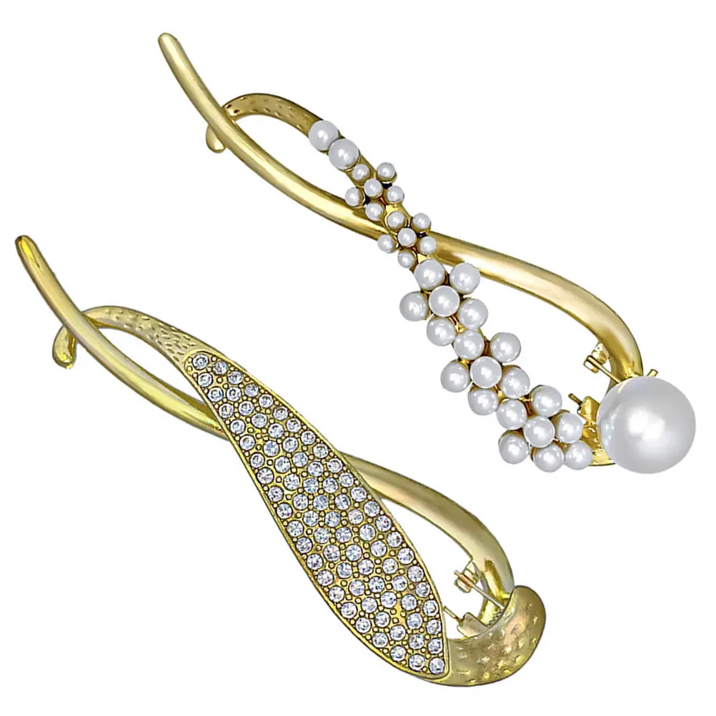 

2 шт. блестящие заколки-крабы со стразами для женщин, большие зажимы для волос, держатели для хвоста, модные заколки с жемчугом для повседневного использования