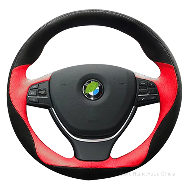 DIY Hand Sewn Car Steering Wheel Cover For BMW 320li New GT 1 3 5 7 Series X1 x2 X3 X5 X6 525 Alcantara Leather Car Interior