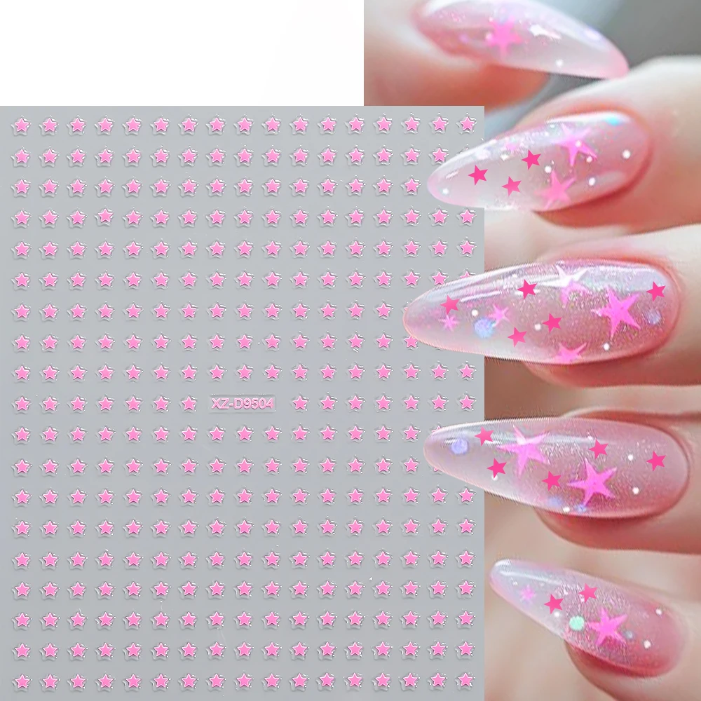 8pcs Mini Star Nail Art Stickers White Black Silver Gold Y2K Pentagram Design Slider Decals Manicure Supplies DIY Decoration