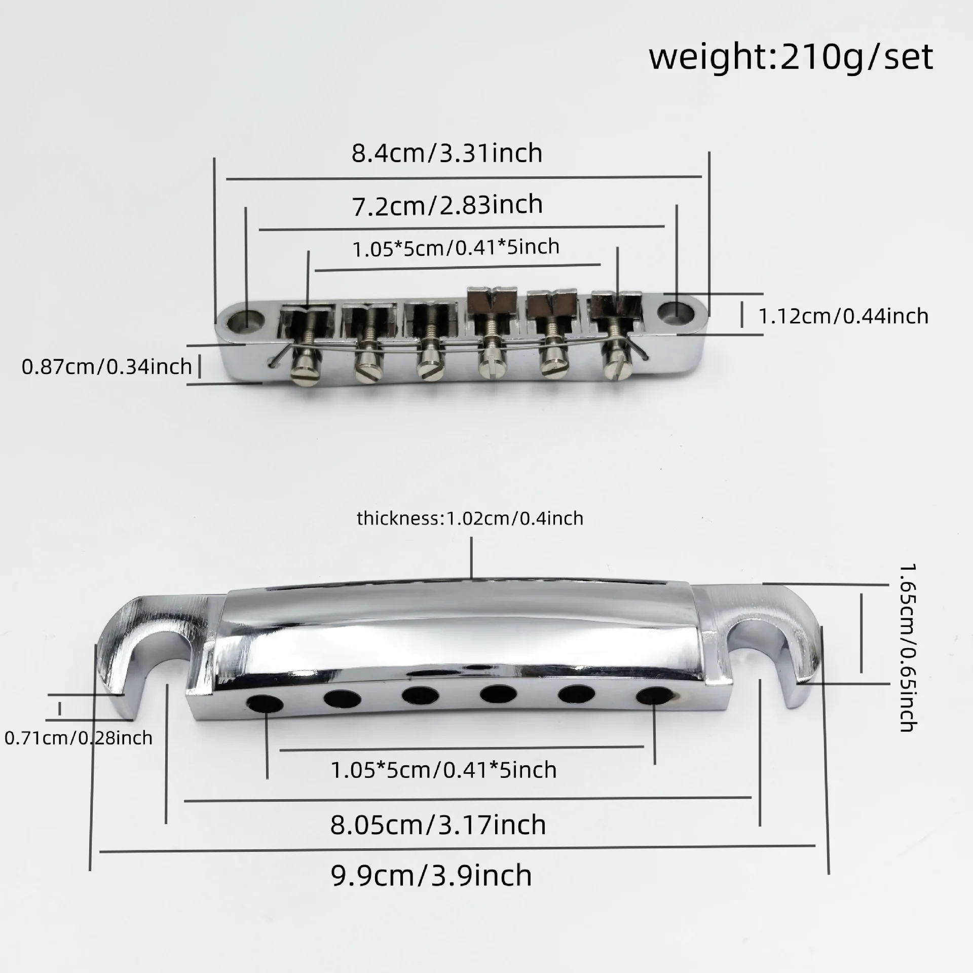 Zinc Alloy 6-String Guitar Bridge Kit Tune-O-Matic Bridge Stop Bar Tailpiece Complete Hardware Set For LP Guitar Parts