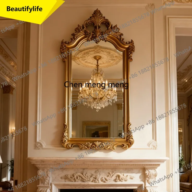 02M Retro palace-style decorative mirror French dresser cosmetic mirror wall-mounted enigma mirror
