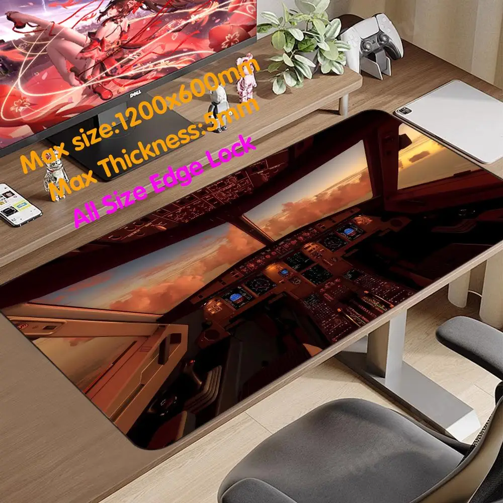 Airplane cockpit Mouse Computer Table Mat  Pad 1200x600 Mouse Pad 5mm Thicking Super Big Offices Accessories Large Xxl Mouse Pad