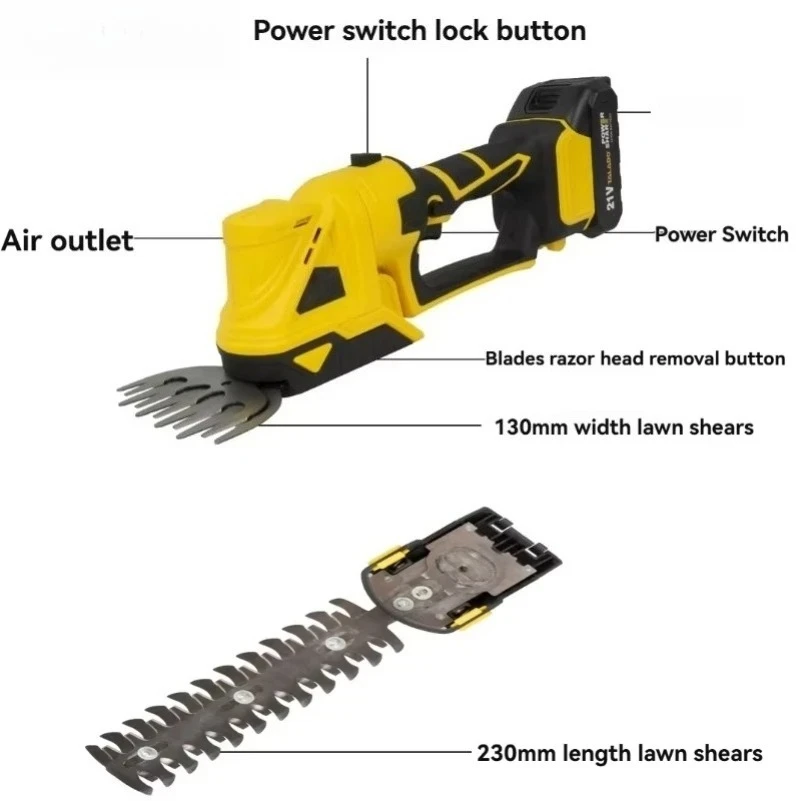 

2-in-1 Cordless Electric Hedge Trimmer & Grass Cutter - Brushless Pruner Practical Garden Power Tool