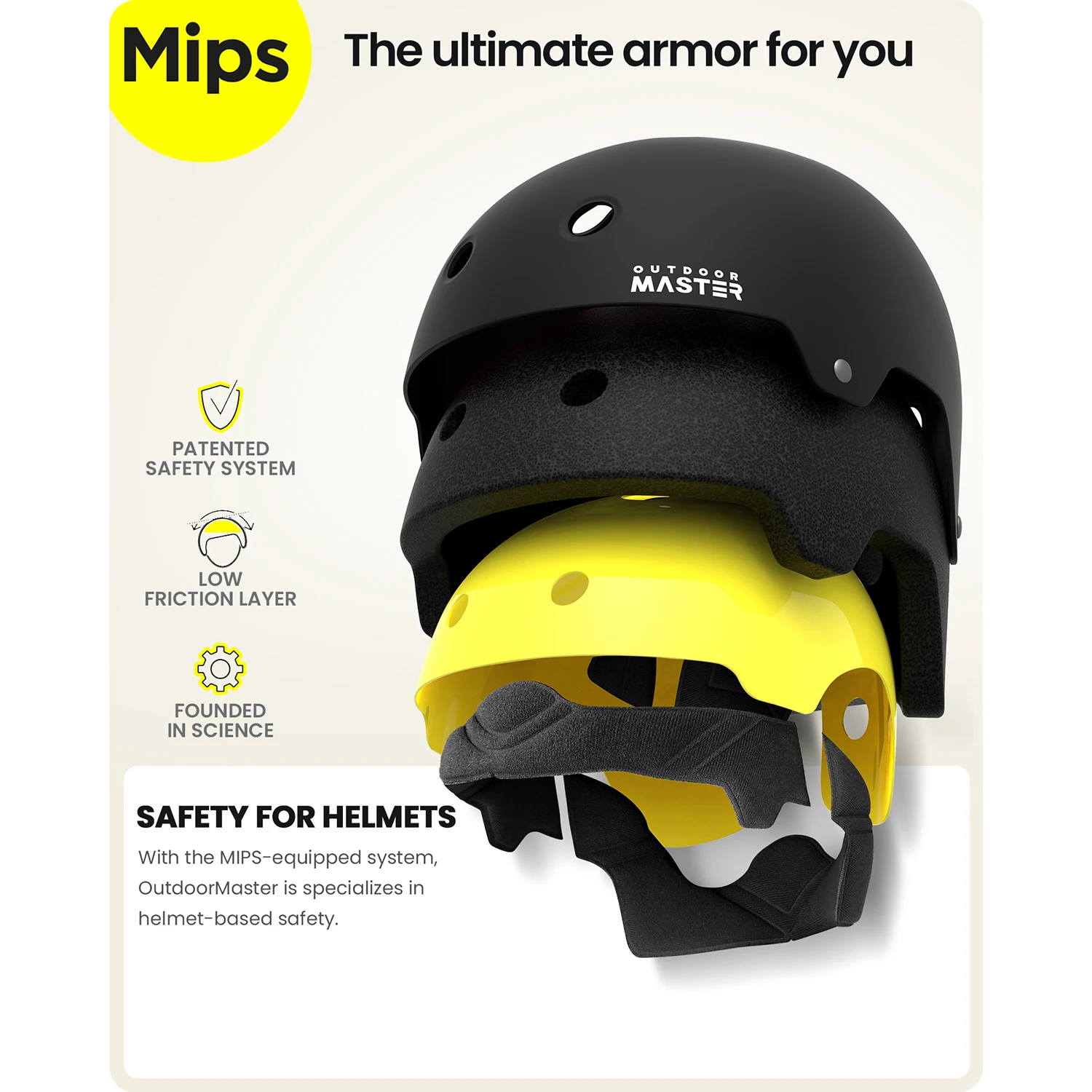 OutdoorMaster-Capacete MIPS Skate, 2 forros removíveis, ventilação, Rolo Scooter Multi-Sport, Patinação Inline, Rollerblading