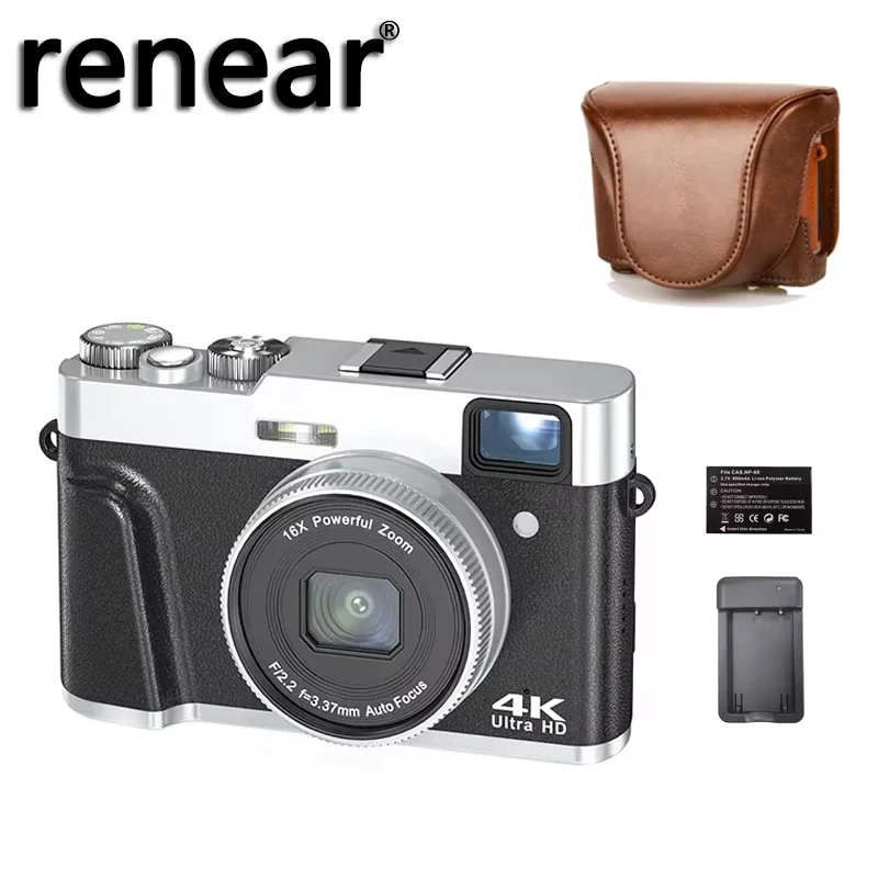 4K HD Digital Camera Auto Focus 48MP Vlogging Shooting Viewfinder Electronic Anti-Shake Micro-Single SLR Camera with Flash &Dial