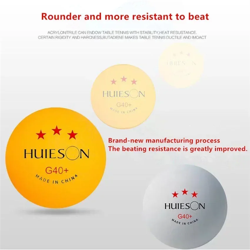 Huieson 3 Star G40+ Ping Pong Balls ABS 40+MM ITTF Approves 2.8g Professional Table Tennis for Competition Multi-Ball Training