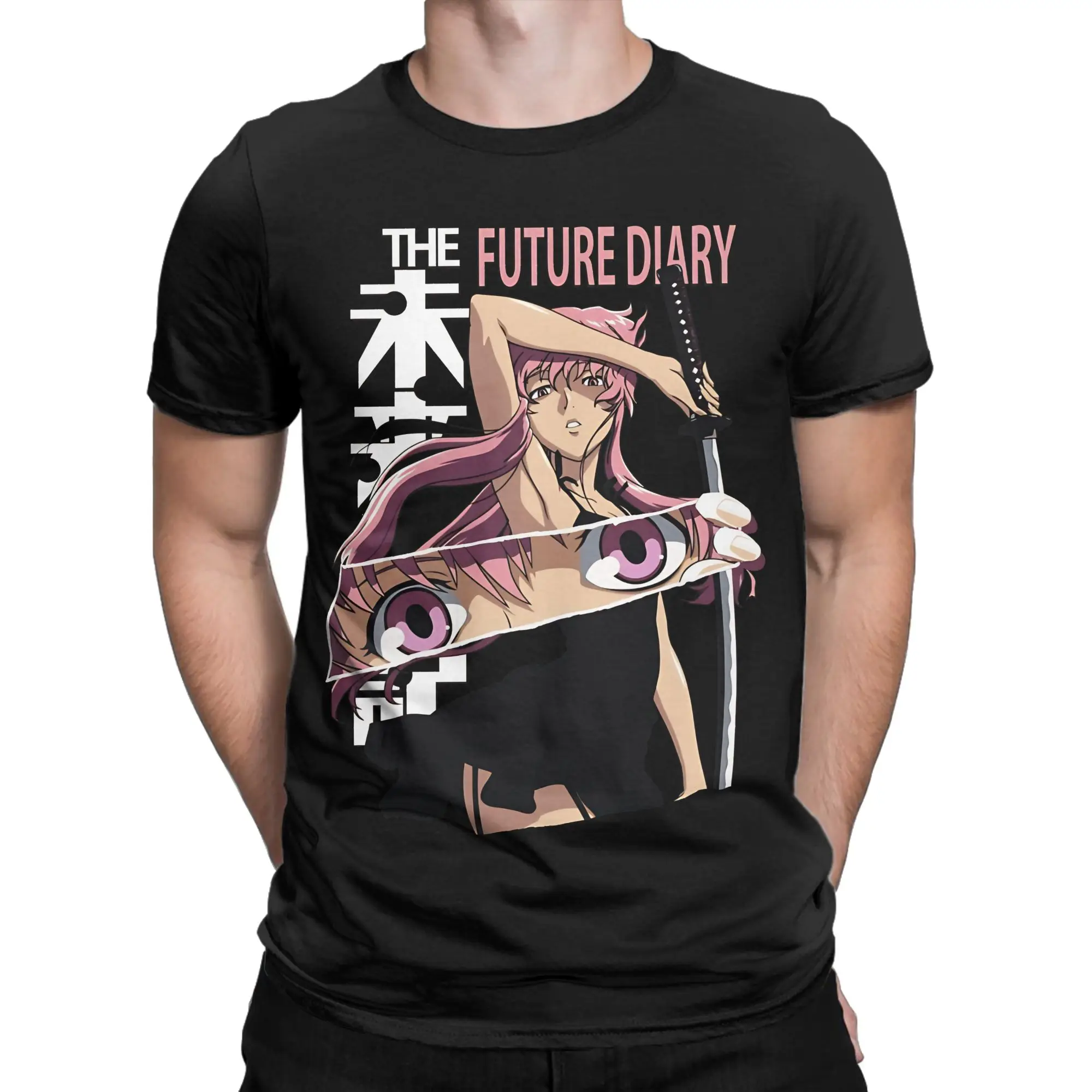 Yuno Gasai Zukunftstagebuch   Cotton T Shirt For Men Beach Future Diary T-Shirts O Neck  Tee Shirt Big Size Wholesale Clothes