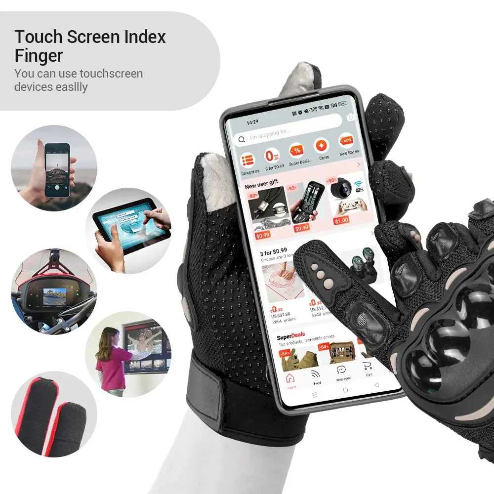 Summer Breathable Motorcycle Gloves Men's Full Finger Guantes Moto Outdoors Motocross Motorbike Touch Screen Racing Gloves