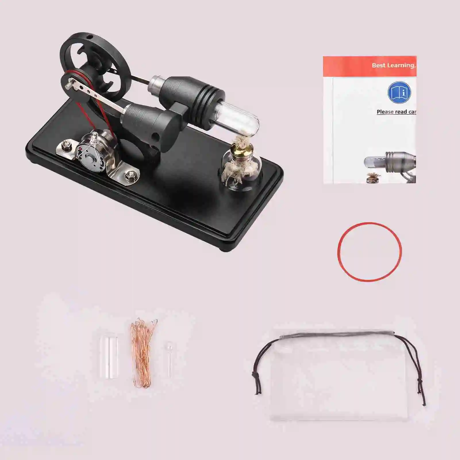 Hot Air Stirling Engine Generator Model with Light Flywheel Science Experiment DIY Educational Toy