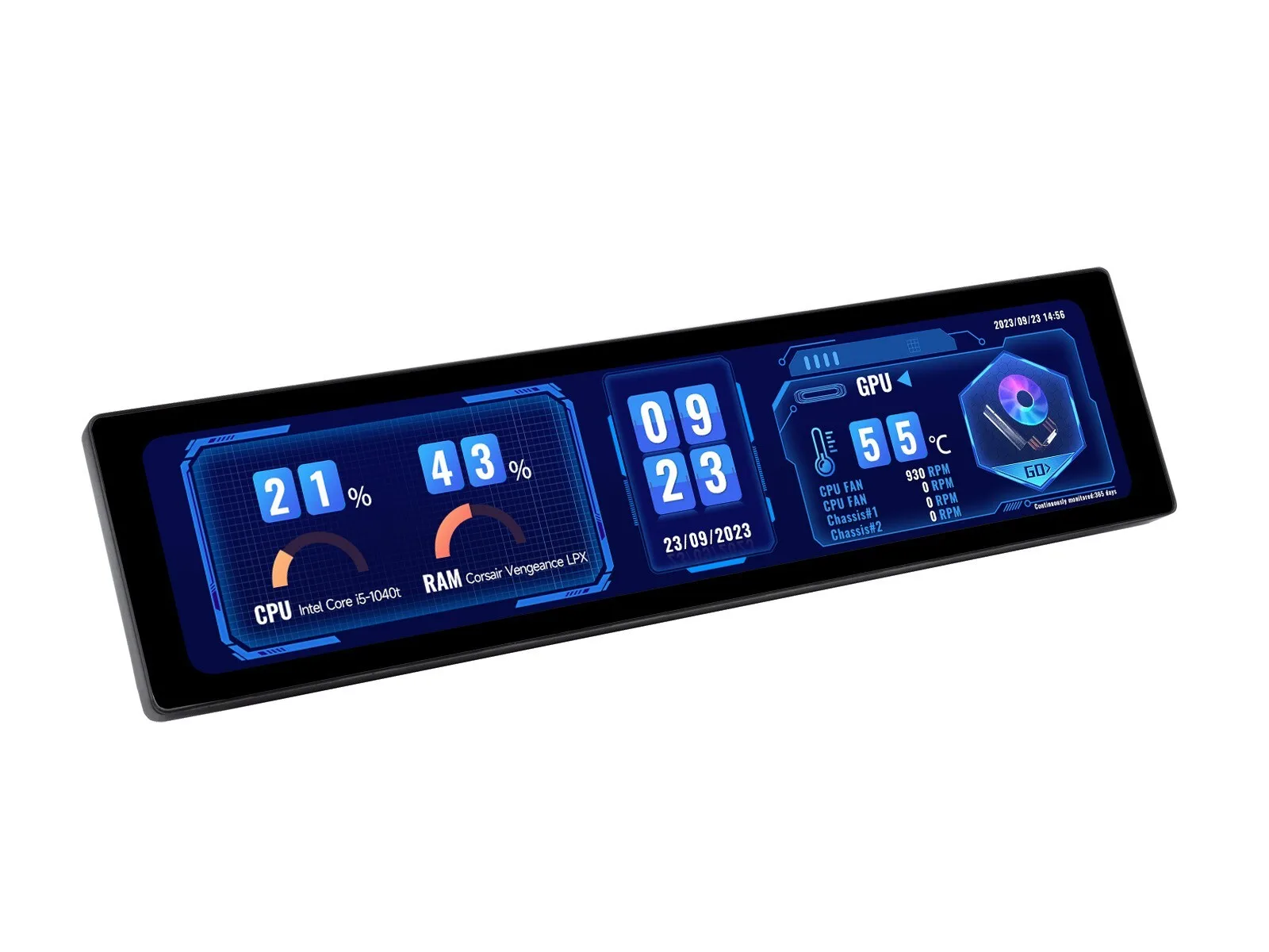 For 11.9inch IPS Display, 320×1480 Toughened Glass Panel HDMI Metal Case