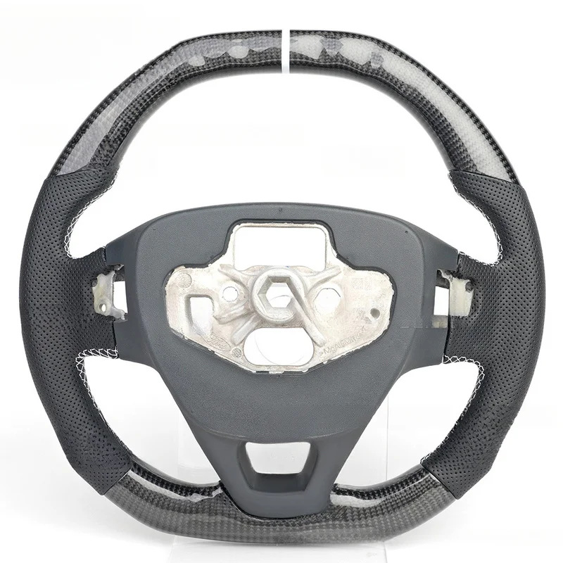 For Ford Steering Wheel Horn Cover 19 Focus Carbon Fiber Perforated Leather Custom Horn Shell Decorative Cover