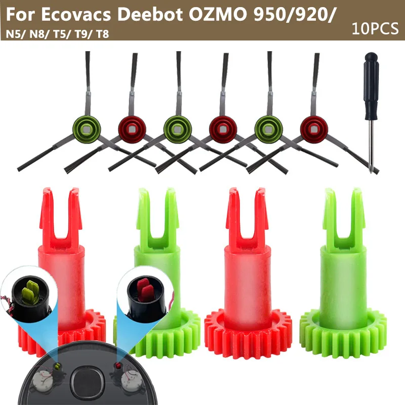 Para ECOVACS DEEBOT OZMO 950/920/ N5/ N8/ T5/ T9/ T8, cepillo lateral reemplazable, motor, engranaje de sujeción, piezas de repuesto para aspiradora
