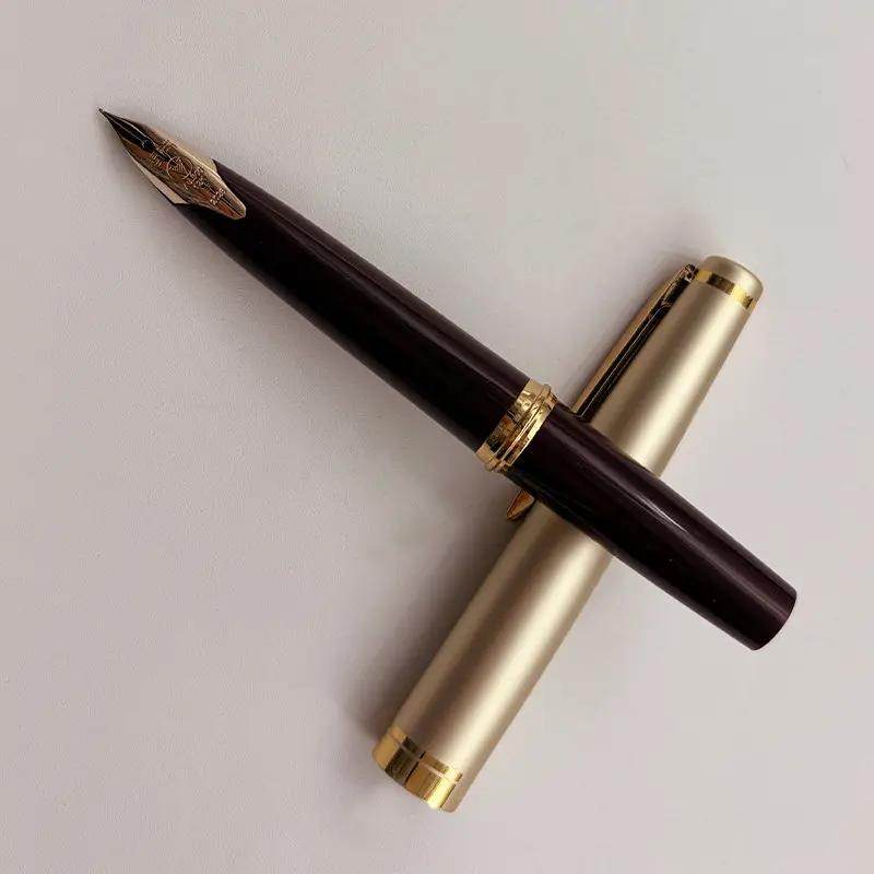 Junlai 610 Steel Pen 12k Gold Pen Tip EF F Equipped with Rotating Ink Dispenser Office Daily Pens 26 New Products Winggsung Pen