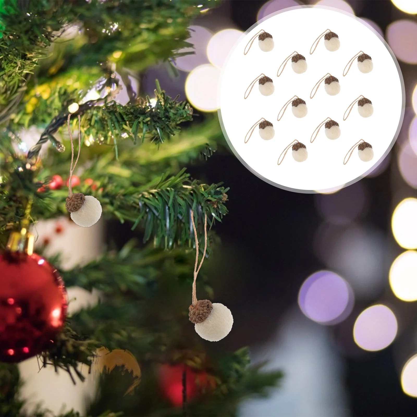 

18Pcs Pine Cone Oak Acorn String Felt Hanging Pendant Christmas Decorations for Tree Festival Atmosphere DIY Ornament