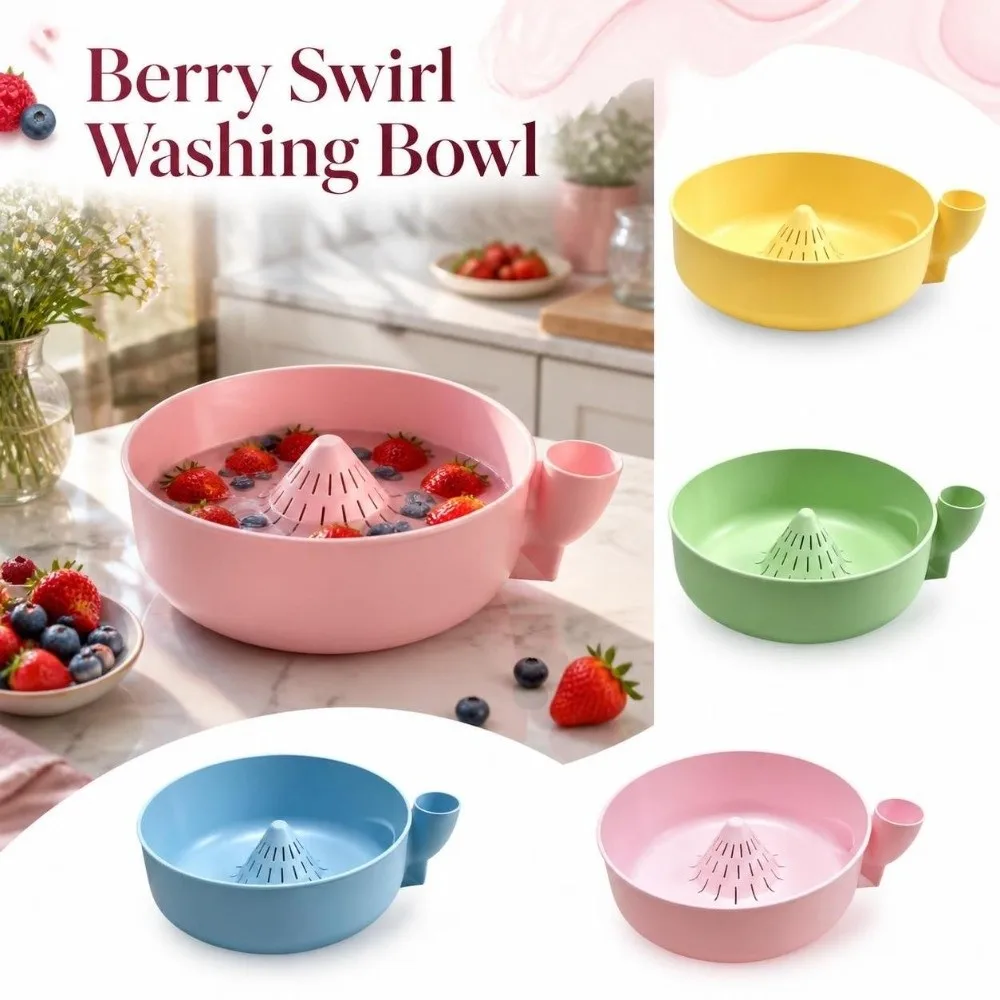 Rotating Berry Swirl Washing Bowl Quick Drain with Drain Holes Automatic Fruit Wash Bowl Large Capacity Easy Clean