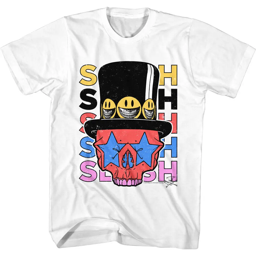 Slash Colorful Skull With Top Hat Smilies Men's T Shirt Heavy Metal Music Merch