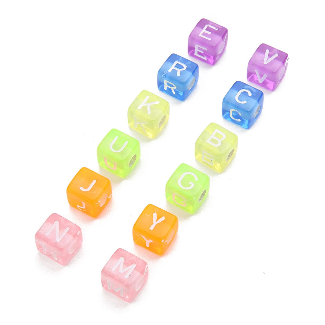 100Pcs 6/7/10mm Acrylic Cross Letter Square Bead For Bracelet Jewelry Handmade DIY Materials Cube Pendant With Big Hole