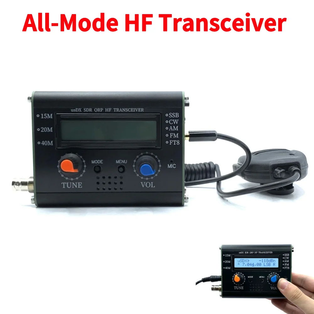 5W USDX SDR QRP Transceiver All Mode QCX-SSB to SSB HF Transceiver 40M 15M 20M 3-Band with Mic With DSP SDR High Frequency