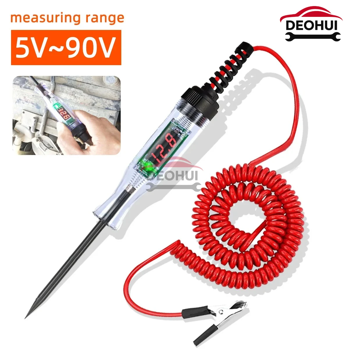 6V/12V/24V Automotive Circuit Test Pen LED Digital Voltage Display Long Probe Circuit Detector Check Vehicle Circuit Telescoping