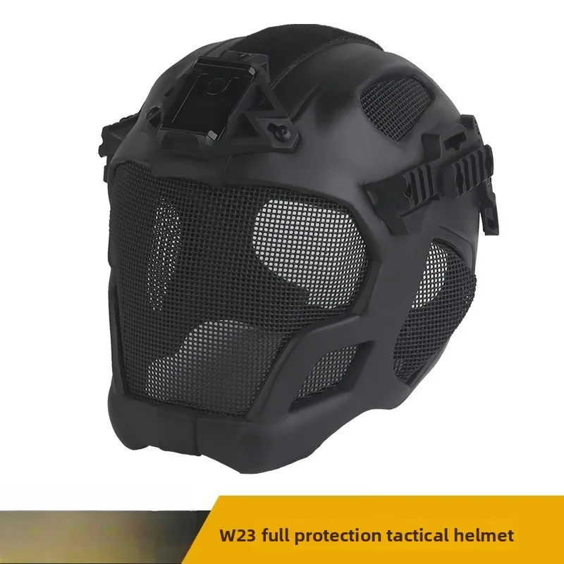 W23 Full Protection Tactical Helmet Steel Mesh Face Mask For Airsoft Paintball CS Hunting Outdoor