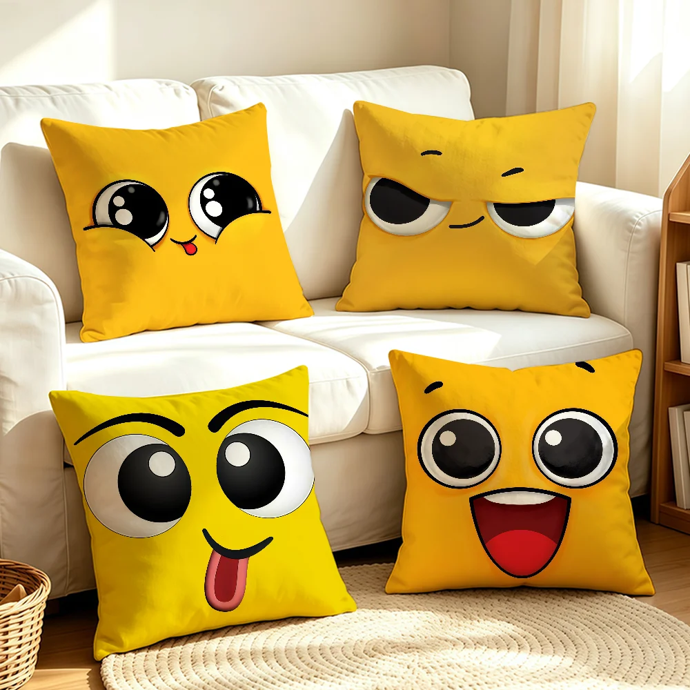 Cute Emotional Expressions cushion cover Anti-dustmite Sofa Cushion Decorative Office Cover Lounge Area Indoor & Outdoor Use