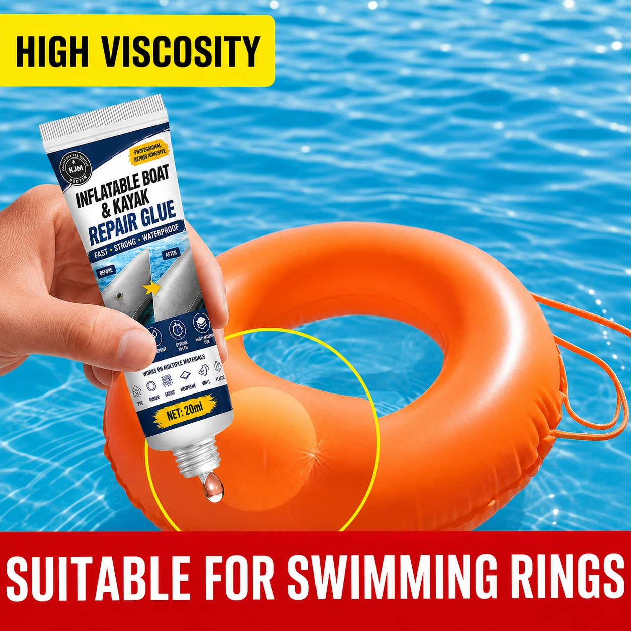 All Weather Leak Repair Glue 20ml for Car Rubber Gaskets Inflatable Kayak PVC Float Air Mattress Puncture Mending