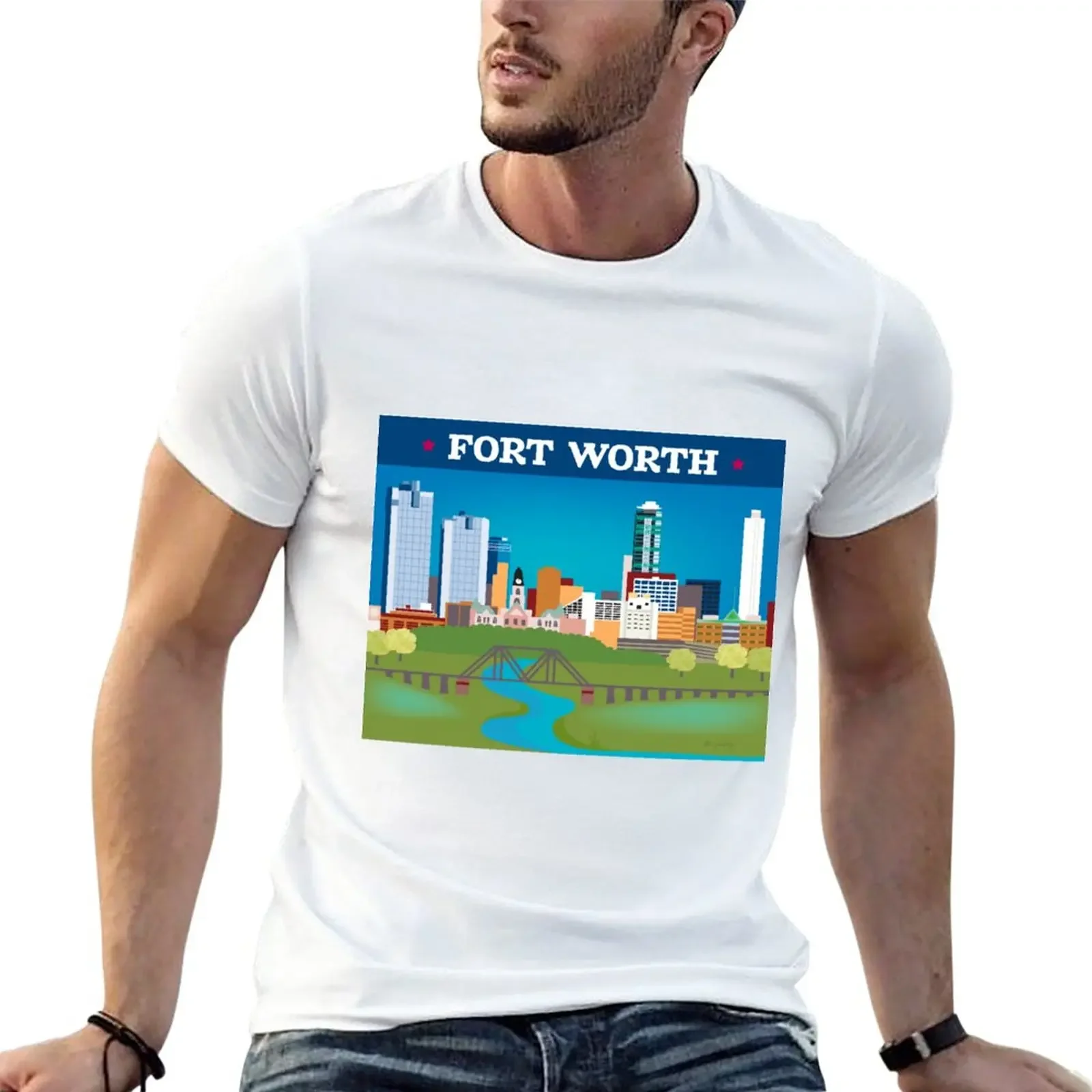 Fort Worth, Texas - Collage Illustration by Loose Petals T-Shirt animal prinfor boys men clothes