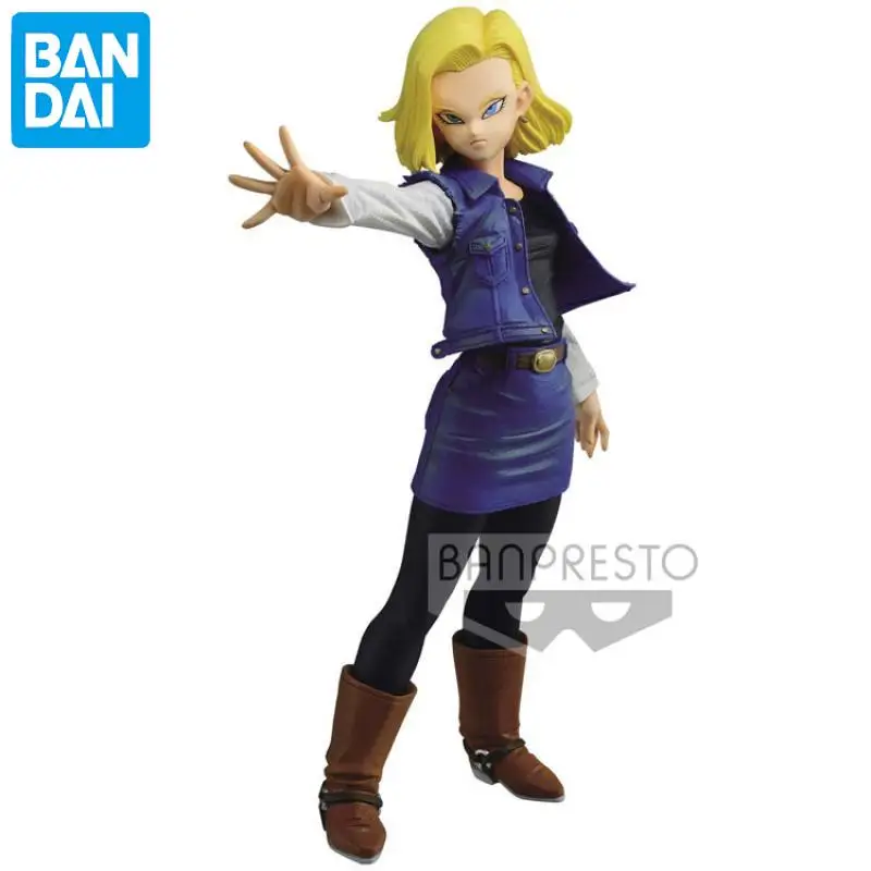 16 CM W magazynie 100% oryginalne kąpielówki Banpresto Dragon Ball Android 18 Oryginalne anime Kolekcjonerskie modele lalek w pudełku Ozdoba zabawkowa