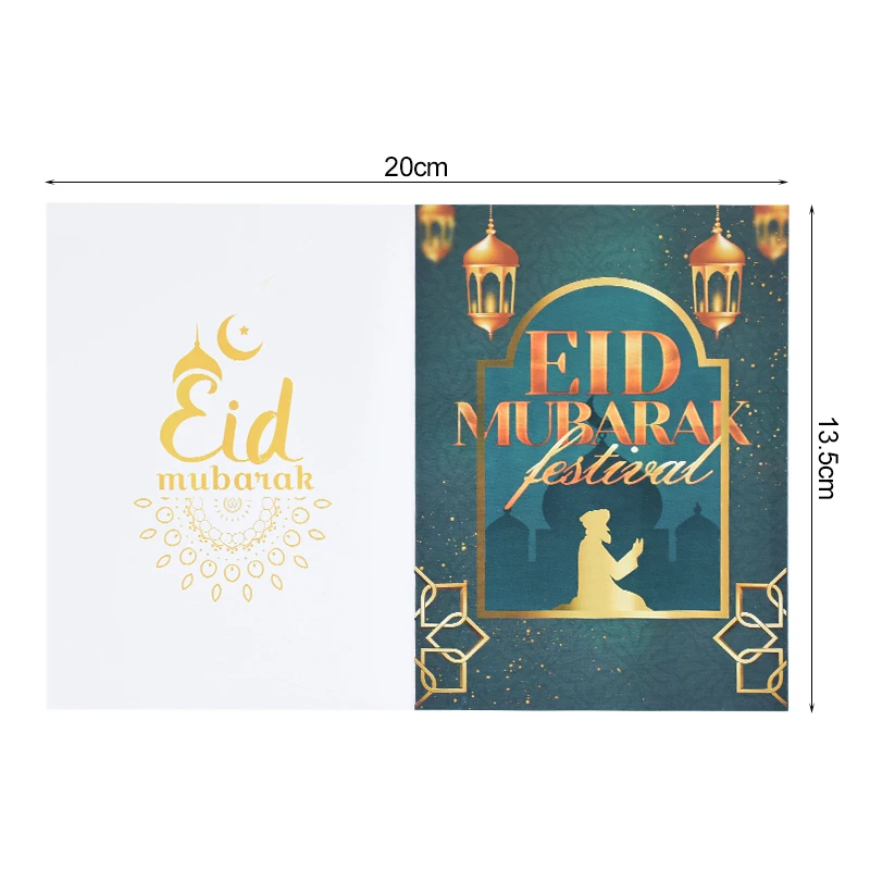 5 Stuks Eid Al-Fitr Wenskaart Ramadan Kaarten Zwart Goud Moslim Zegen Kaart Gift Card Voor Diy Eid Mubarak party Decor